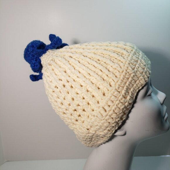 New Handmade Amigurumi Crochet White with Blue Cartoon Octopus Hat Beanie Cute - Picture 2 of 6